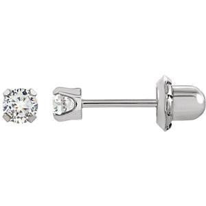 Cubic Zirconia Earrings- Customizable Round Cut Piercing Earring Set