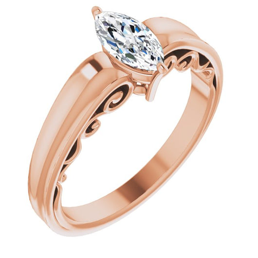 10K Rose Gold Customizable Marquise Cut Solitaire