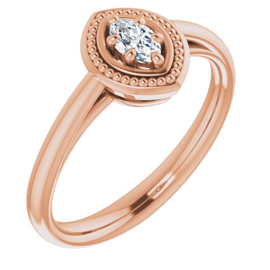 10K Rose Gold Customizable Marquise Cut Solitaire with Metallic Drops Halo Lookalike