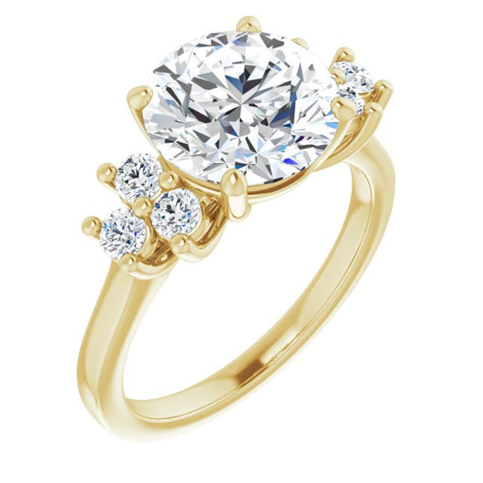 10K Yellow Gold Customizable Round Cut 7-stone Prong-Set Design