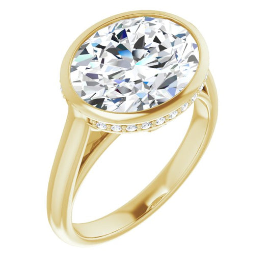 10K Yellow Gold Customizable Oval Cut Semi-Solitaire with Under-Halo and Peekaboo Cluster