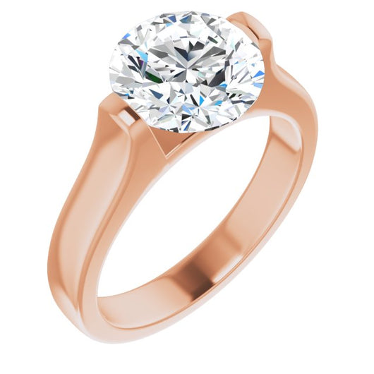 10K Rose Gold Customizable Bar-set Round Cut Solitaire