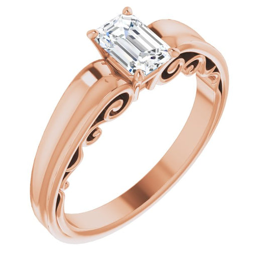 10K Rose Gold Customizable Emerald/Radiant Cut Solitaire