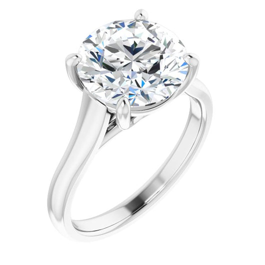 10K White Gold Customizable Round Cut Cathedral-Prong Solitaire with Decorative X Trellis