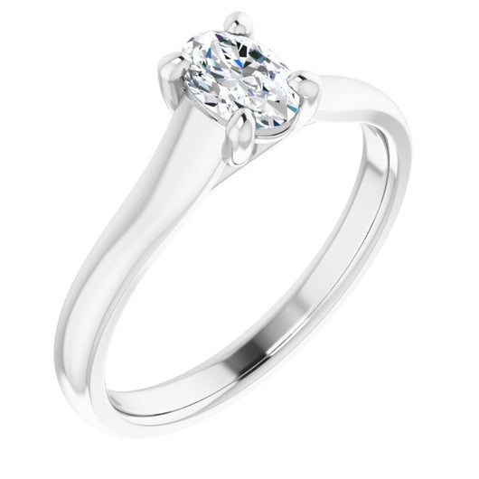 10K White Gold Customizable Oval Cut Cathedral-Prong Solitaire with Decorative X Trellis