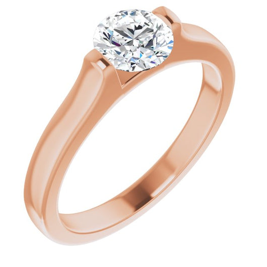 10K Rose Gold Customizable Bar-set Round Cut Solitaire