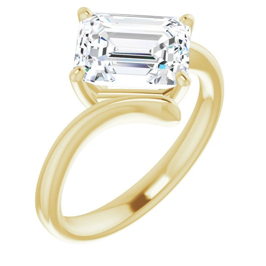 10K Yellow Gold Customizable Emerald/Radiant Cut Solitaire with Thin, Bypass-style Band