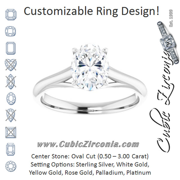 Cubic Zirconia Engagement Ring- The Holly (Customizable Oval Cut Solitaire with Crosshatched Prong Basket)