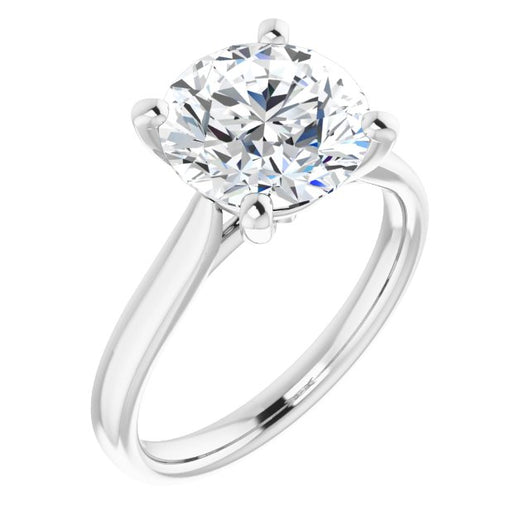 10K White Gold Customizable Cathedral-Prong Round Cut Solitaire