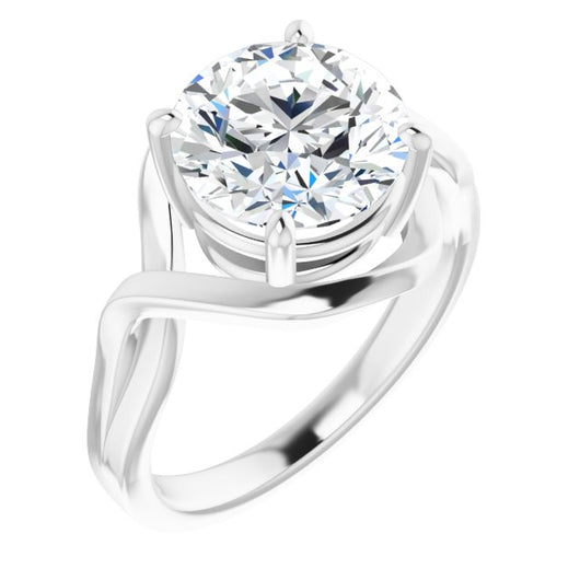 10K White Gold Customizable Round Cut Hurricane-inspired Bypass Solitaire