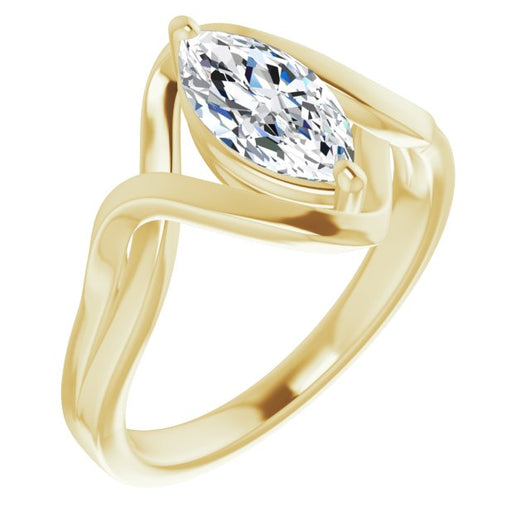 10K Yellow Gold Customizable Marquise Cut Hurricane-inspired Bypass Solitaire