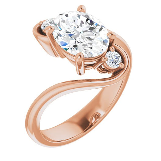 10K Rose Gold Customizable 3-stone Oval Cut Setting featuring Artisan Bypass