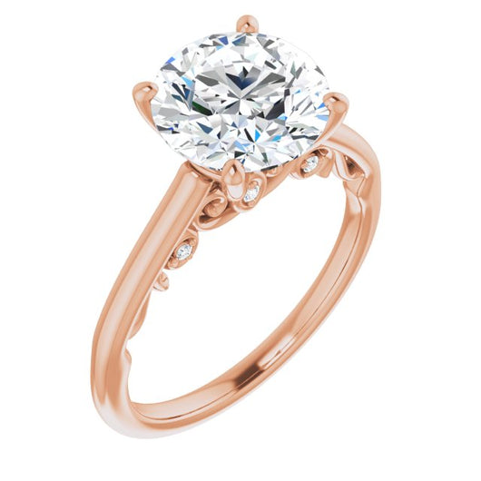 10K Rose Gold Customizable Cathedral-set Round Cut Style featuring Peekaboo Trellis Hidden Stones