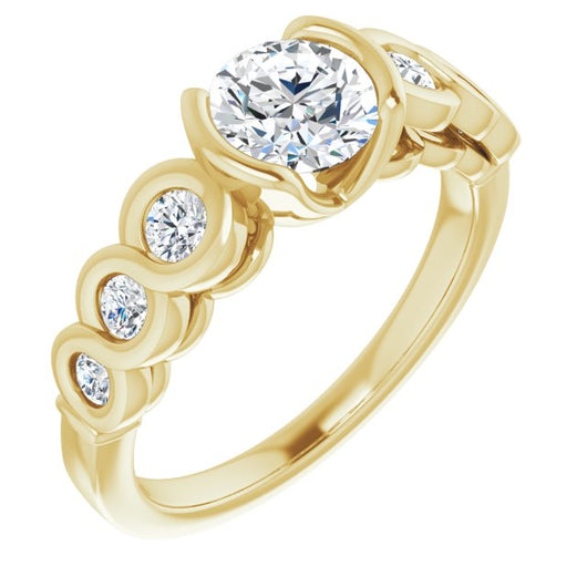 10K Yellow Gold Customizable 7-stone Round Cut Design with Interlocking Infinity Band