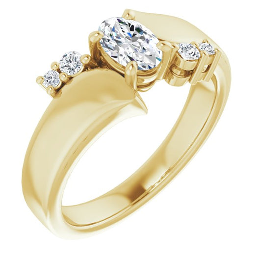 10K Yellow Gold Customizable 5-stone Oval Cut Style featuring Artisan Bypass