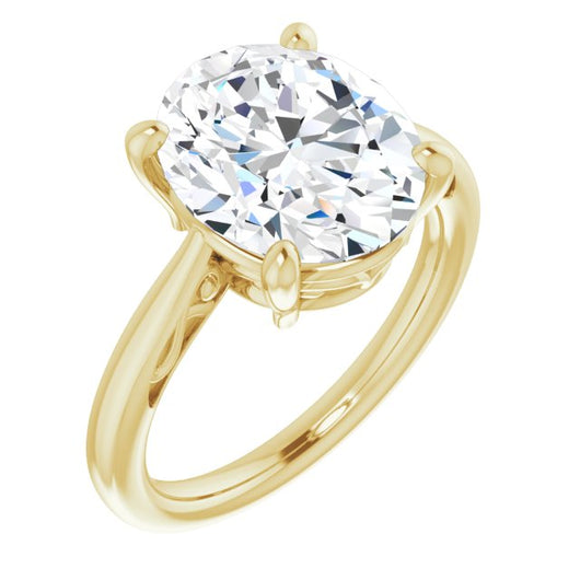 10K Yellow Gold Customizable Oval Cut Solitaire with 'Incomplete' Decorations