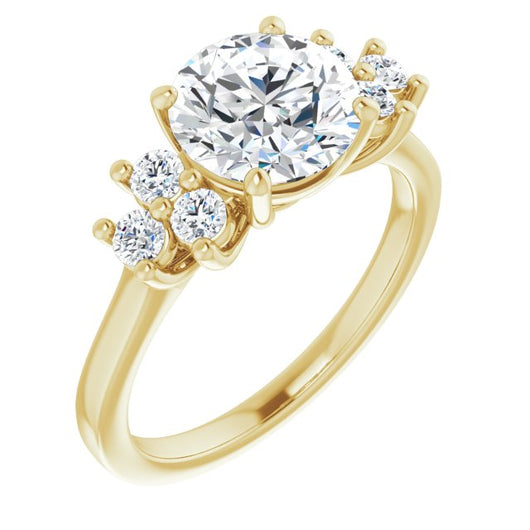 14K Yellow Gold Customizable Round Cut 7-stone Prong-Set Design