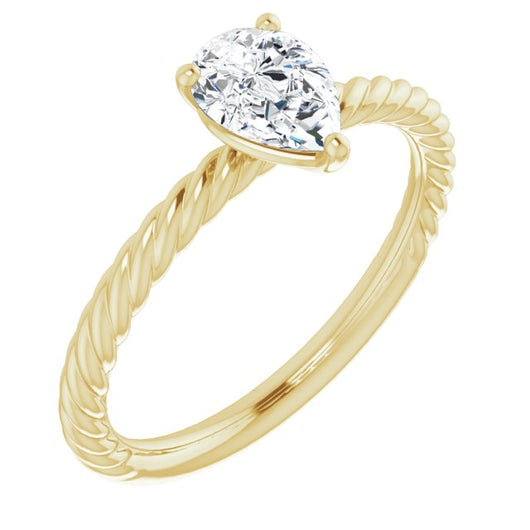 10K Yellow Gold Customizable [[Cut] Cut Solitaire featuring Braided Rope Band