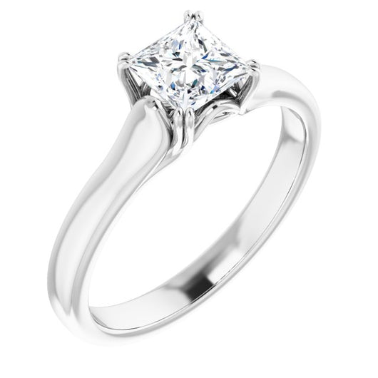 10K White Gold Customizable Princess/Square Cut Solitaire with Under-trellis Design