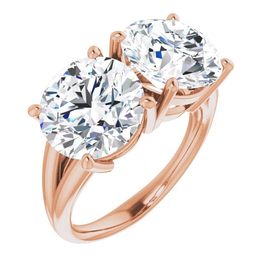 10K Rose Gold Customizable Two-Stone Round Cut with Split Band