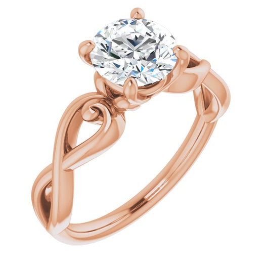 10K Rose Gold Customizable Round Cut Solitaire Design with Tapered Infinity-symbol Split-band