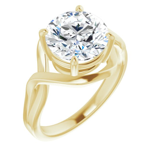 10K Yellow Gold Customizable Round Cut Hurricane-inspired Bypass Solitaire