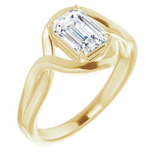 10K Yellow Gold Customizable Emerald/Radiant Cut Hurricane-inspired Bypass Solitaire