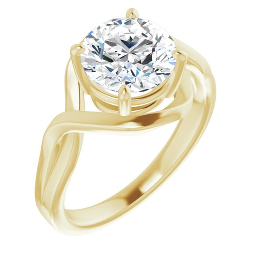 14K Yellow Gold Customizable Round Cut Hurricane-inspired Bypass Solitaire