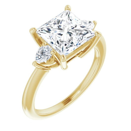 10K Yellow Gold Customizable 3-stone Princess/Square Style with Pear Accents