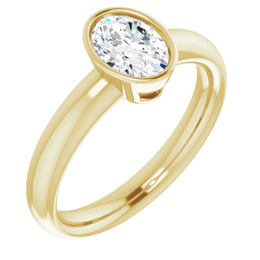 10K Yellow Gold Customizable Bezel-set Oval Cut Solitaire with Wide Band