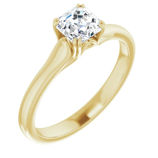 10K Yellow Gold Customizable Asscher Cut Solitaire with Under-trellis Design