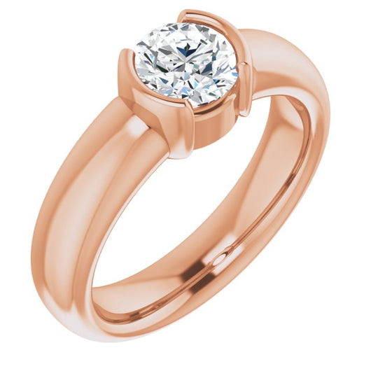 10K Rose Gold Customizable Bezel-set Round Cut Solitaire with Thick Band