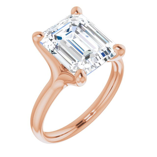 10K Rose Gold Customizable Emerald/Radiant Cut Fabulous Solitaire