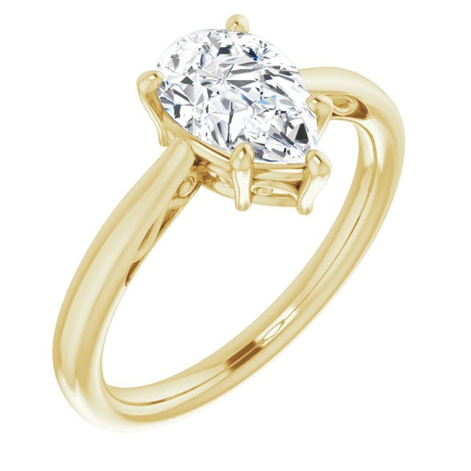 10K Yellow Gold Customizable Pear Cut Solitaire with 'Incomplete' Decorations