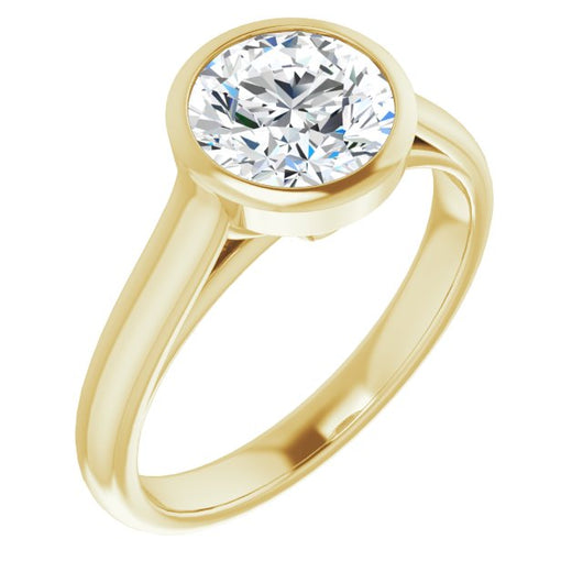 10K Yellow Gold Customizable Cathedral-Bezel Round Cut 7-stone "Semi-Solitaire" Design