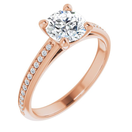 10K Rose Gold Customizable Cathedral-set Round Cut Style with Shared Prong Band