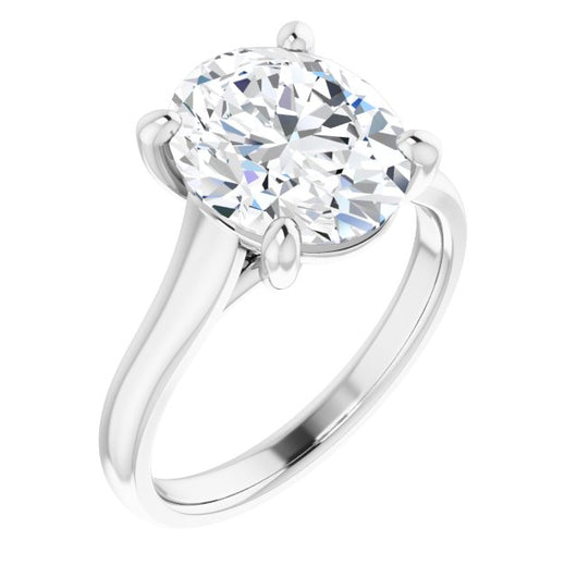 10K White Gold Customizable Oval Cut Cathedral-Prong Solitaire with Decorative X Trellis