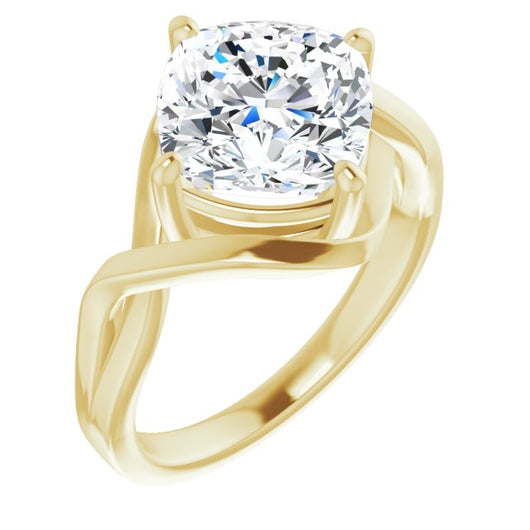 10K Yellow Gold Customizable Cushion Cut Hurricane-inspired Bypass Solitaire