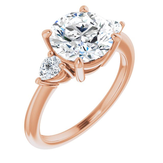 14K Rose Gold Customizable 3-stone Round Style with Pear Accents