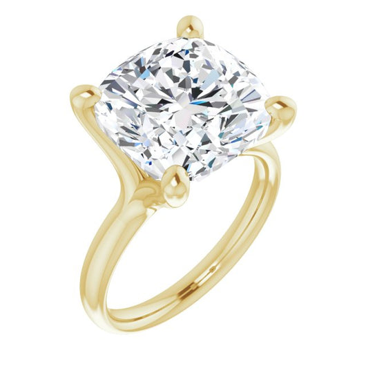 10K Yellow Gold Customizable Cushion Cut Fabulous Solitaire