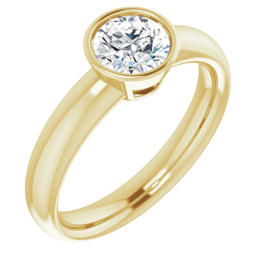 10K Yellow Gold Customizable Bezel-set Round Cut Solitaire with Wide Band