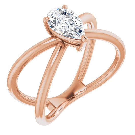 10K Rose Gold Customizable Pear Cut Solitaire with Semi-Atomic Symbol Band