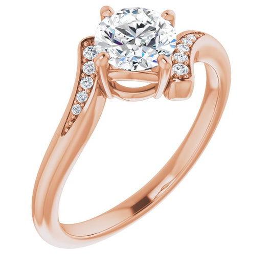 10K Rose Gold Customizable 11-stone Round Cut Design with Bypass Channel Accents