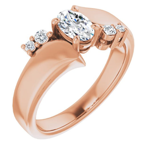 10K Rose Gold Customizable 5-stone Oval Cut Style featuring Artisan Bypass