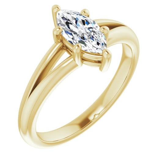 10K Yellow Gold Customizable Marquise Cut Solitaire with Tapered Split Band