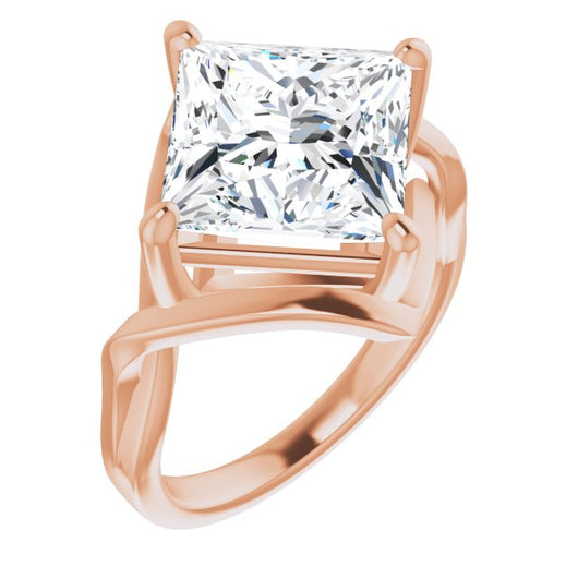 10K Rose Gold Customizable Princess/Square Cut Hurricane-inspired Bypass Solitaire