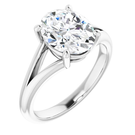 10K White Gold Customizable Oval Cut Solitaire with Tapered Split Band