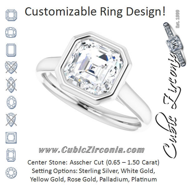 Cubic Zirconia Engagement Ring- The Gemma (Customizable Cathedral-Bezel Asscher Cut Solitaire)