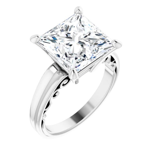 10K White Gold Customizable Princess/Square Cut Solitaire