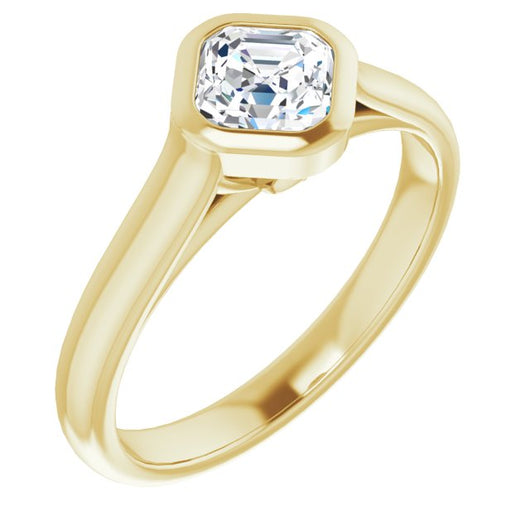 10K Yellow Gold Customizable Cathedral-Bezel Asscher Cut 7-stone "Semi-Solitaire" Design